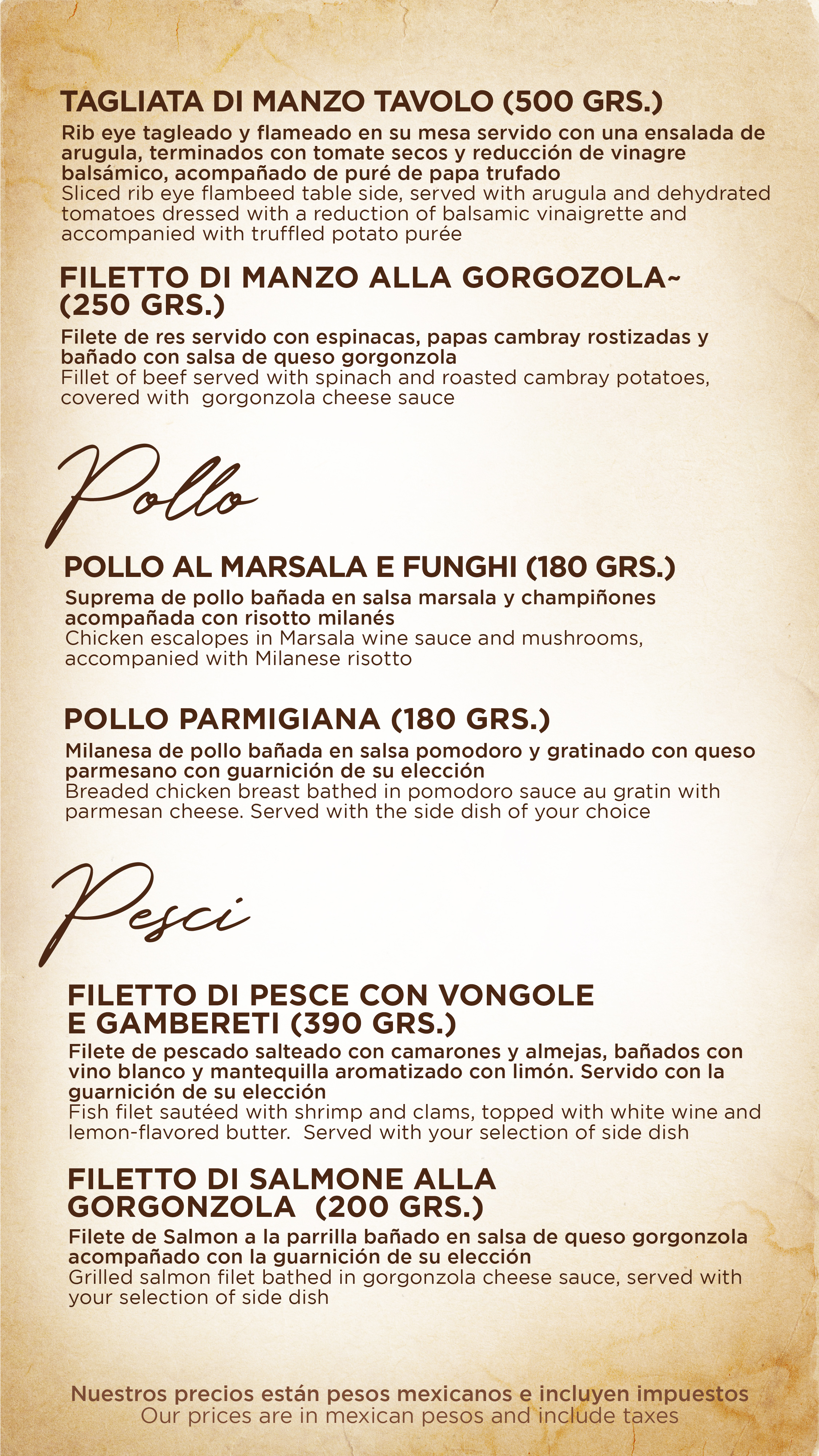 Menu de alimentos