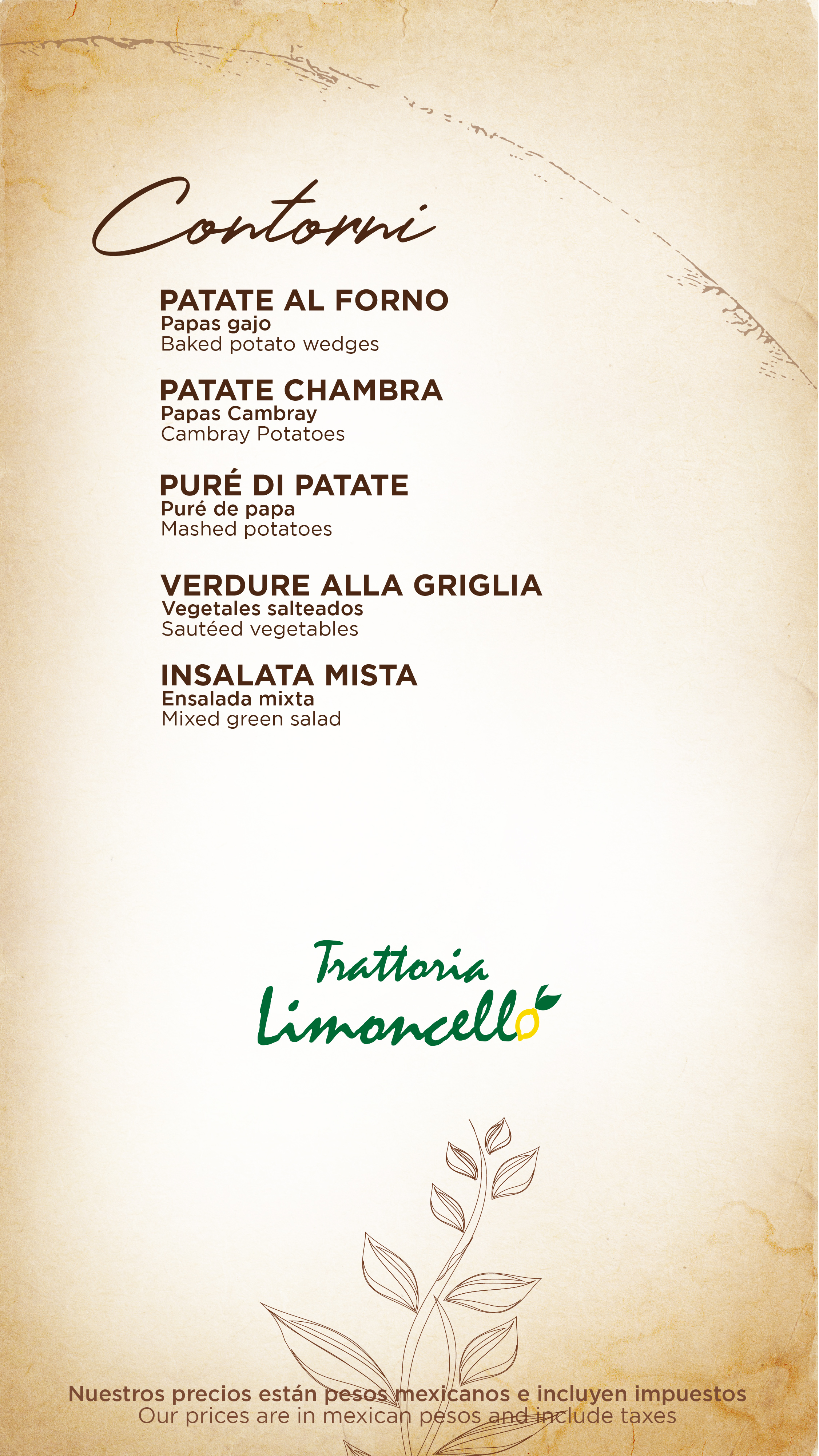 Menu de alimentos