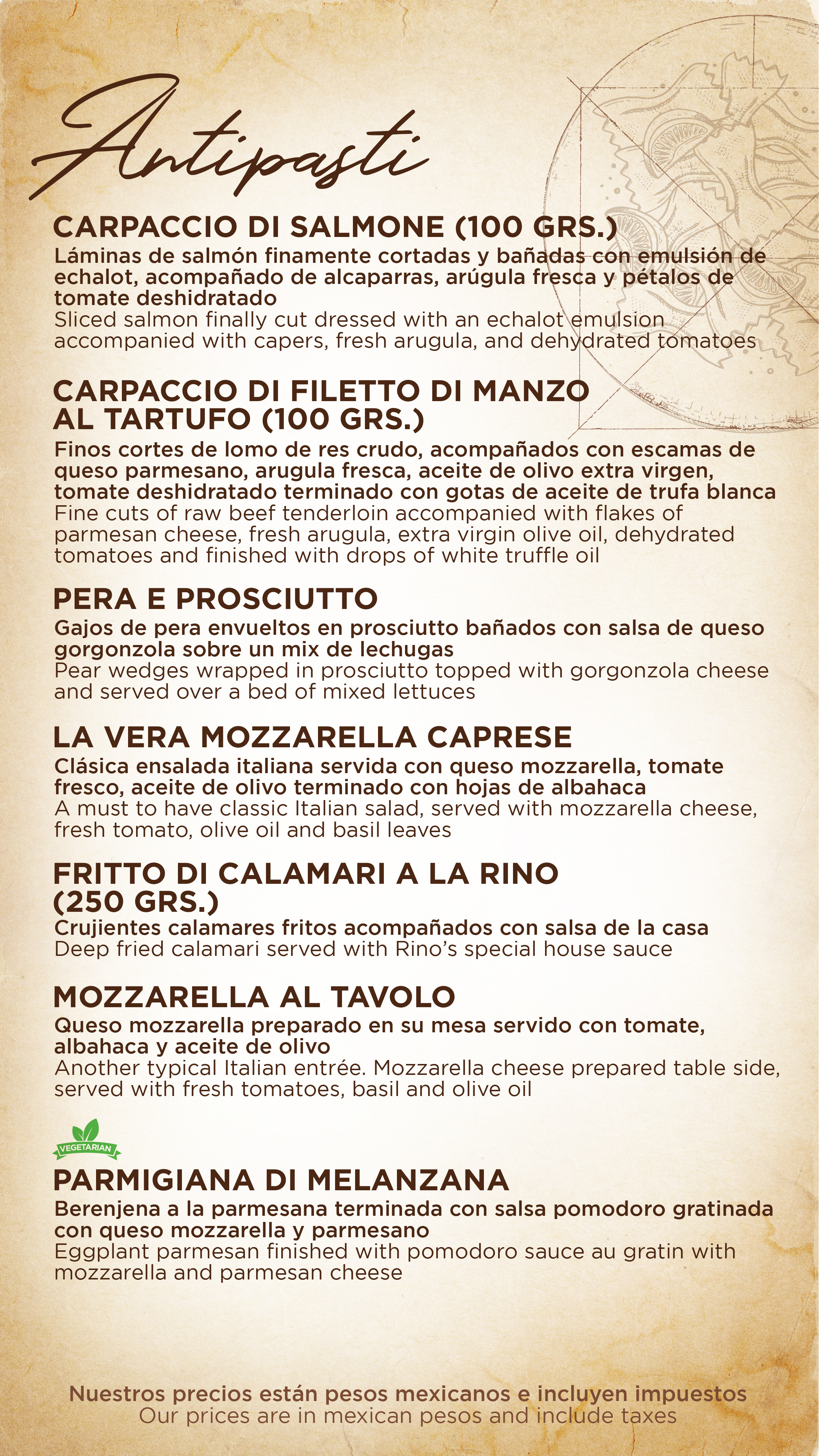 Menu de alimentos