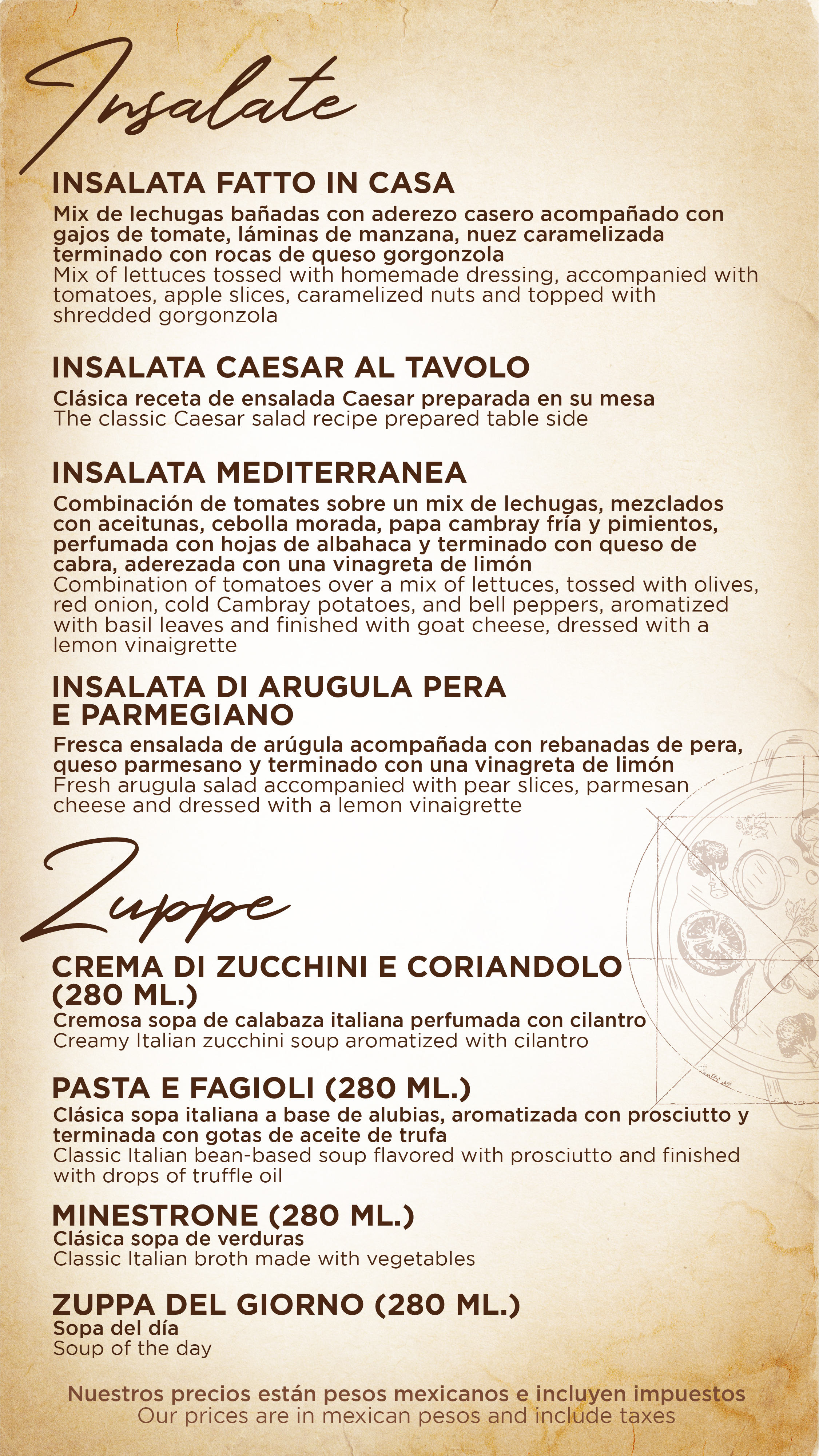 Menu de alimentos