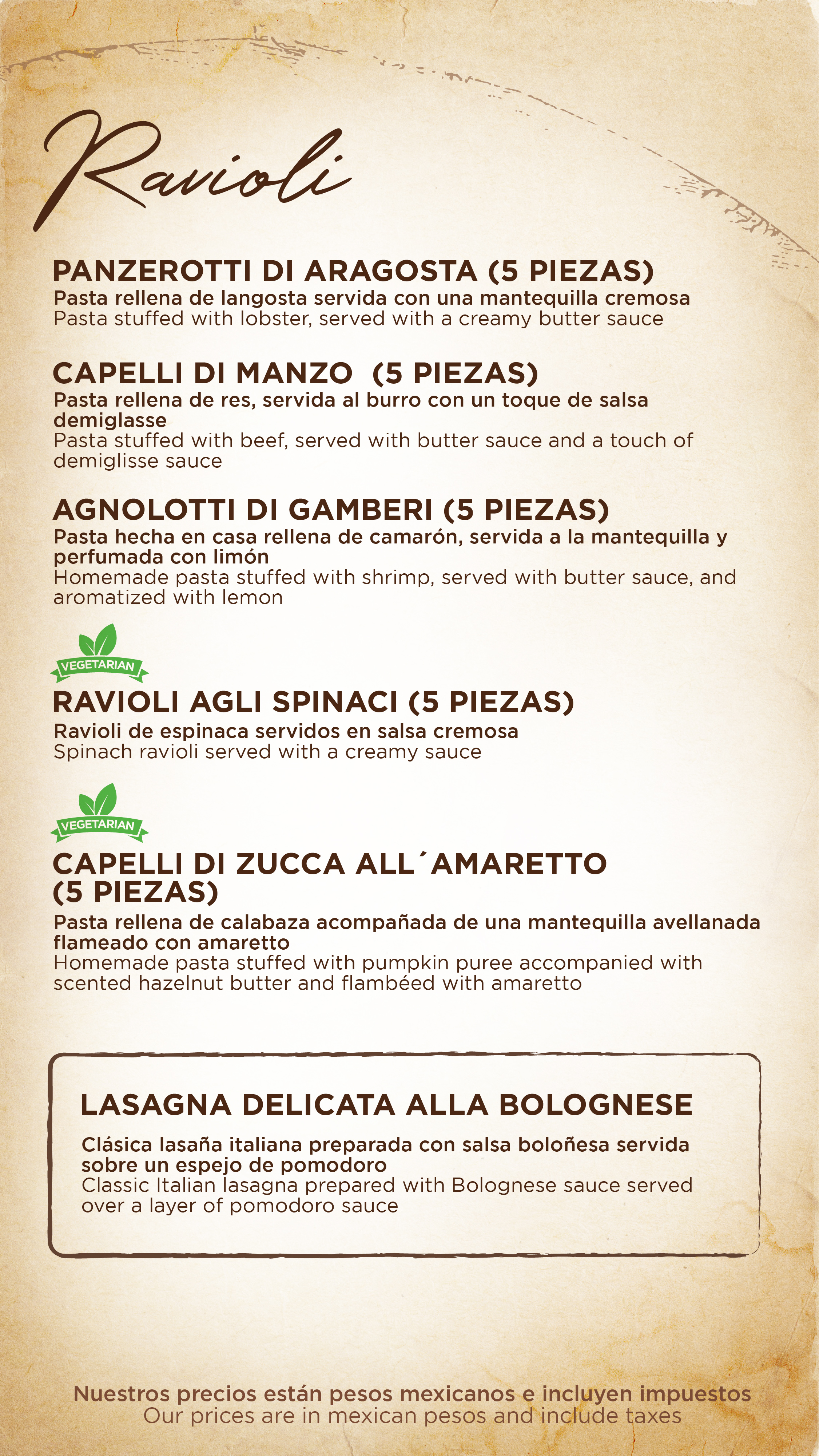 Menu de alimentos