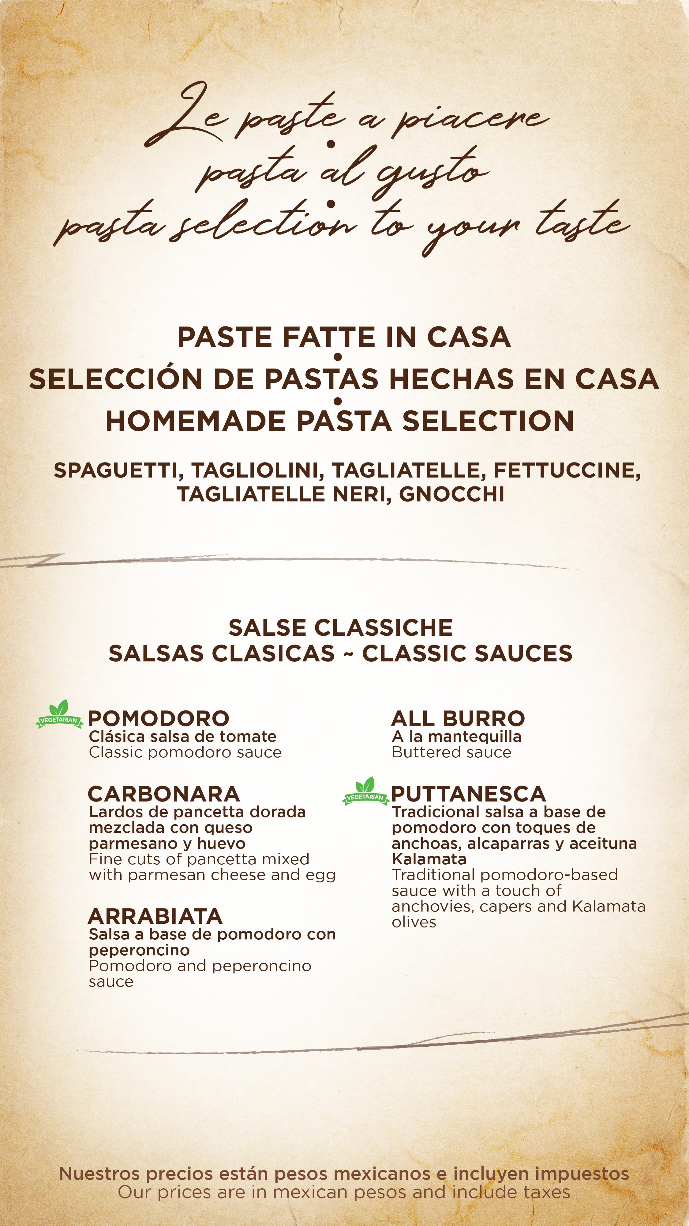 Menu de alimentos