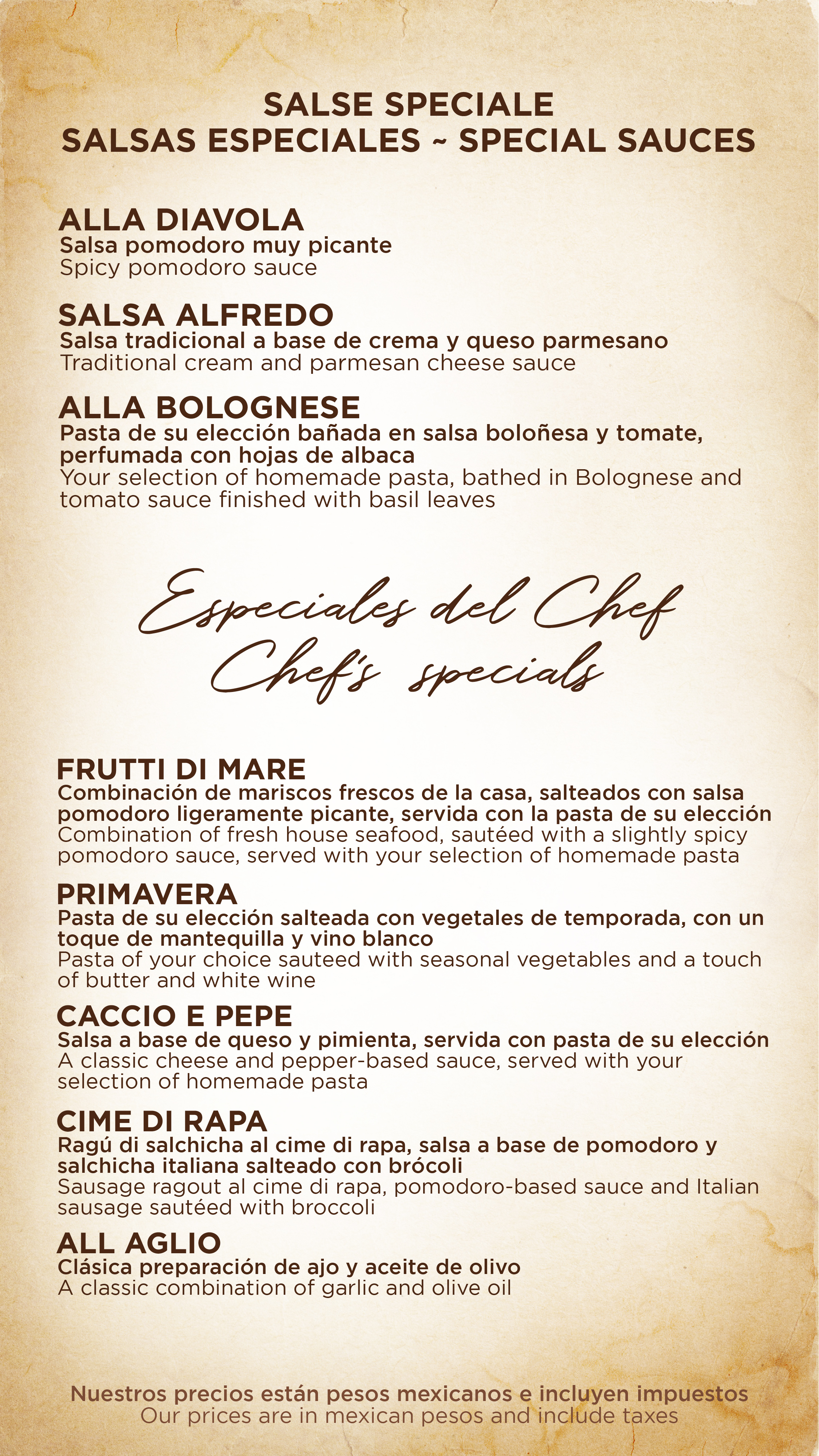 Menu de alimentos