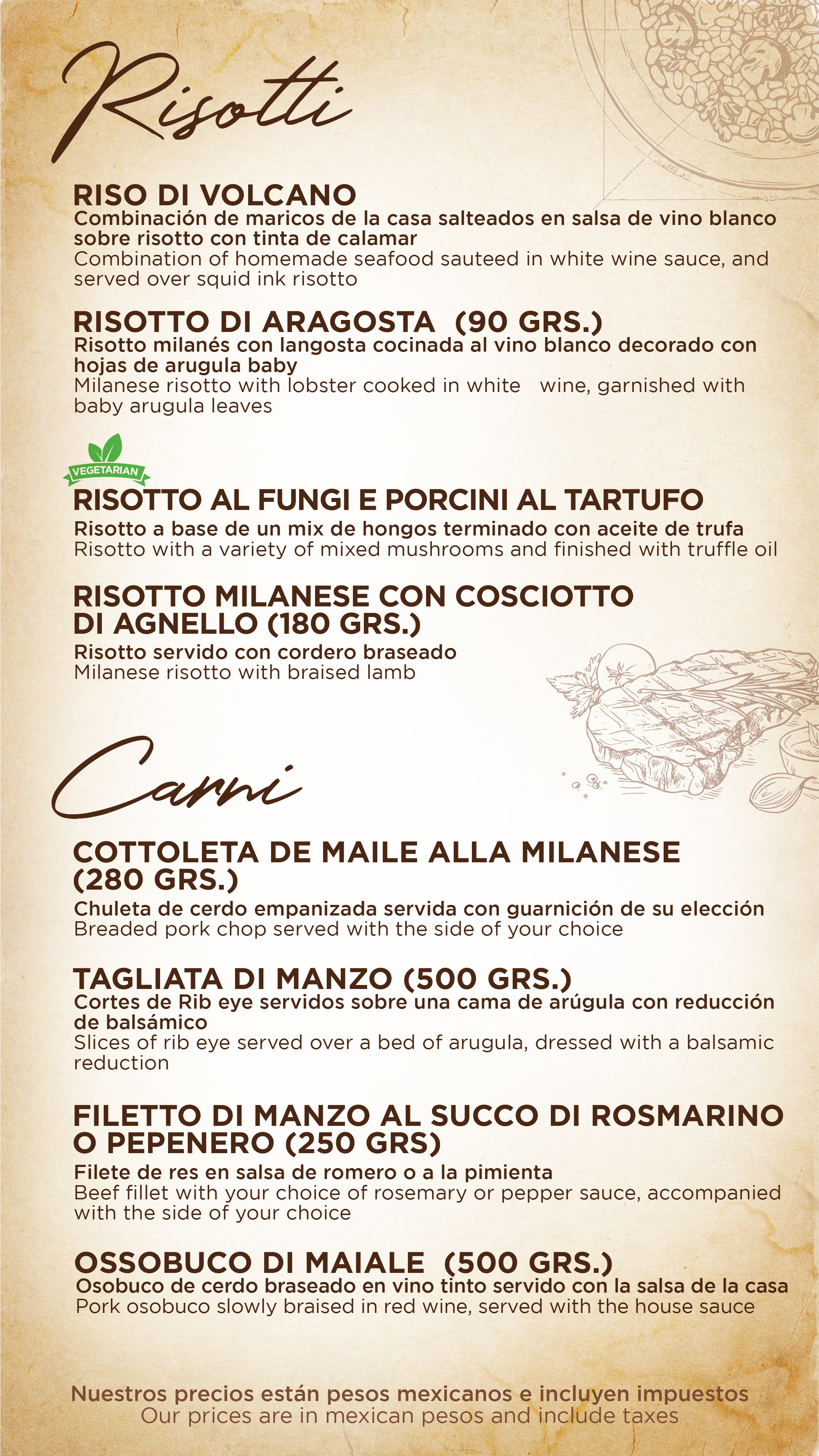 Menu de alimentos
