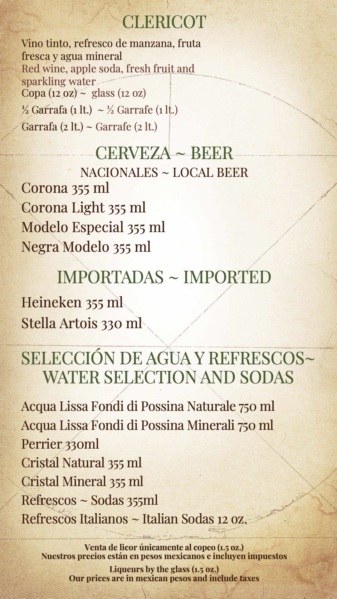 Menu de mixología
