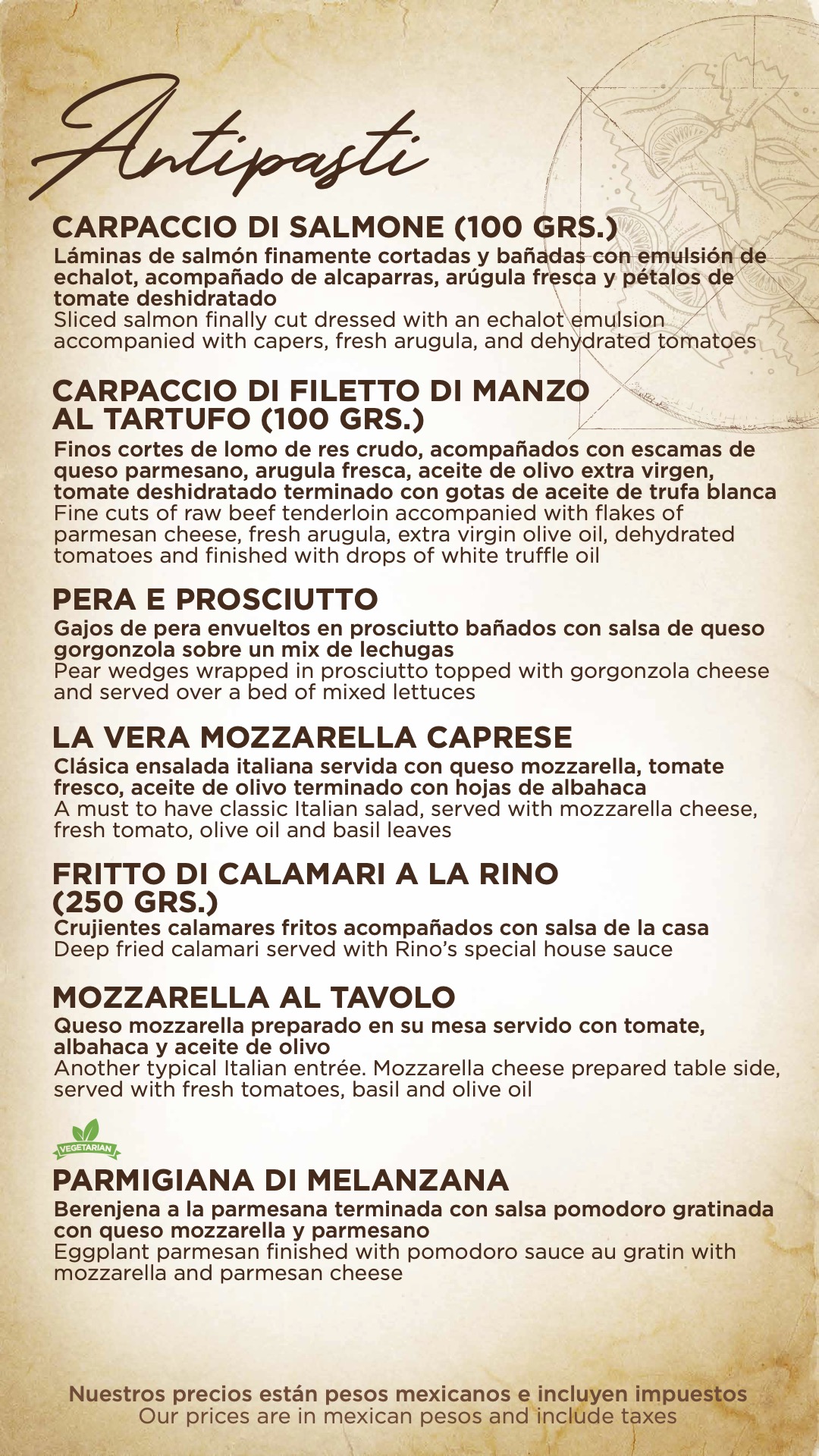 Menu de alimentos