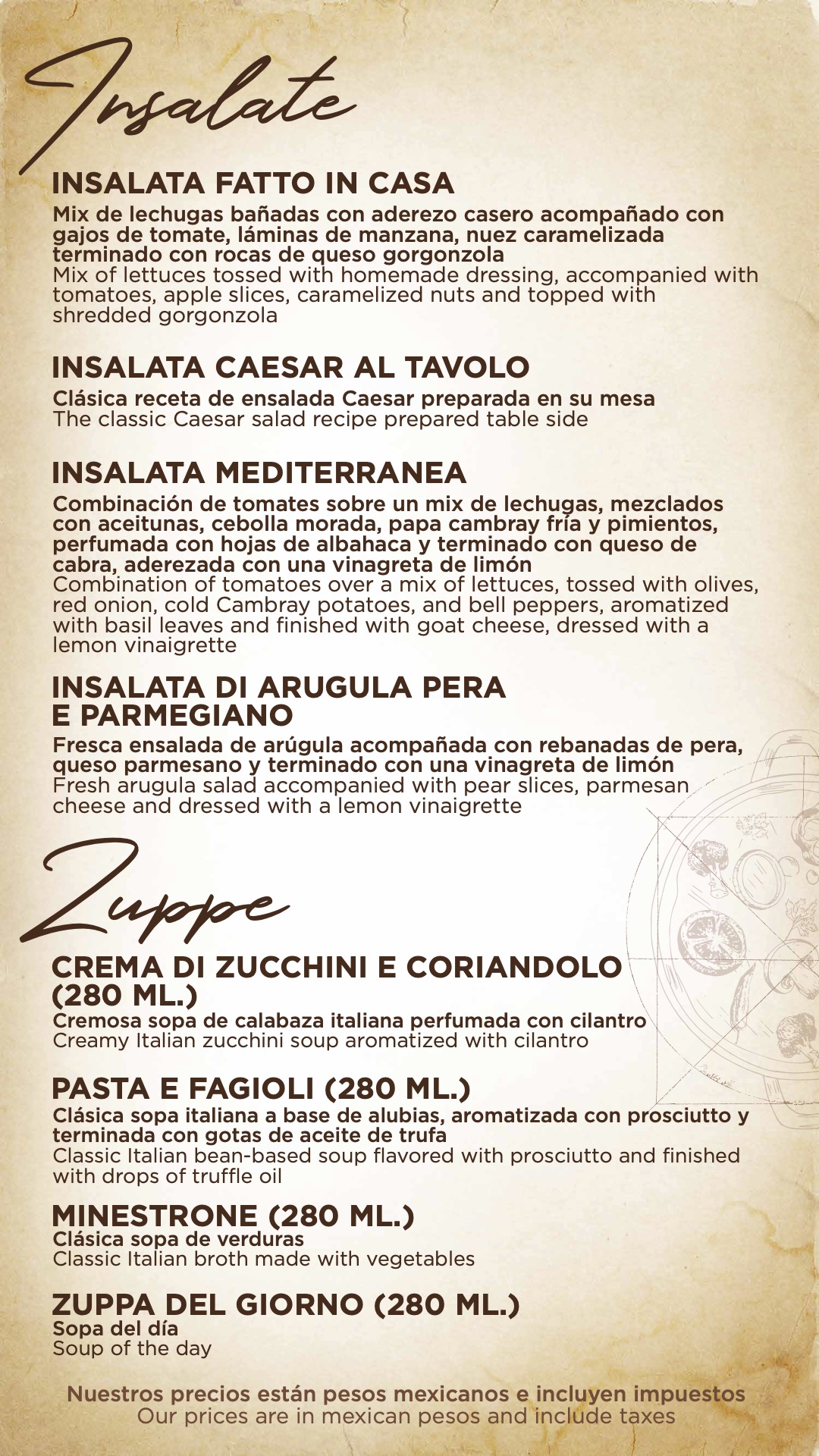 Menu de alimentos