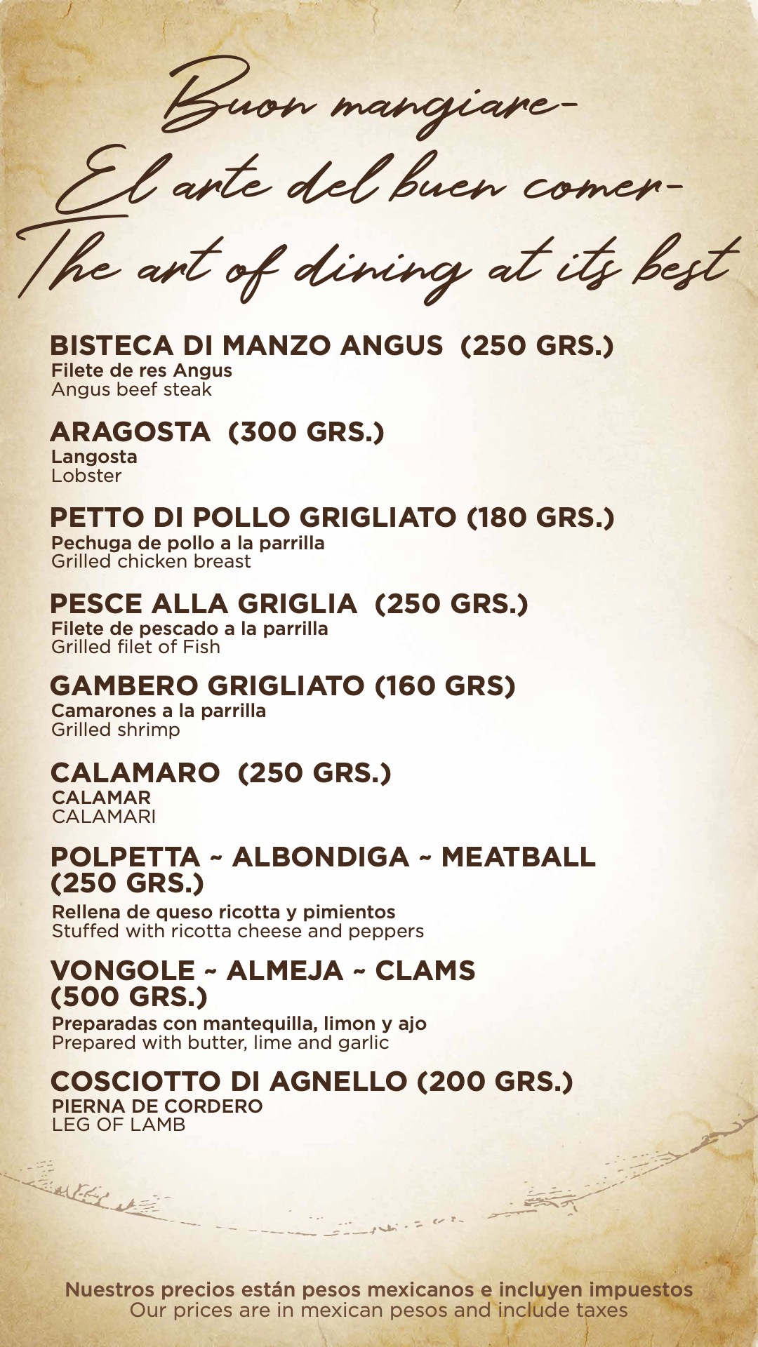 Menu de alimentos