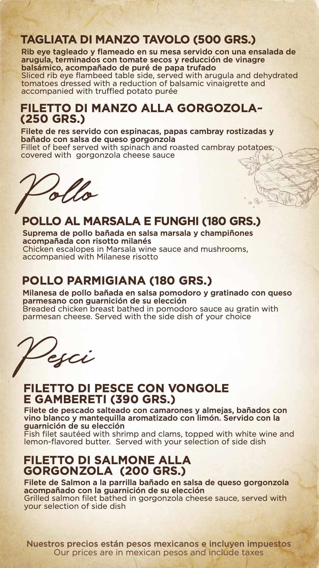 Menu de alimentos