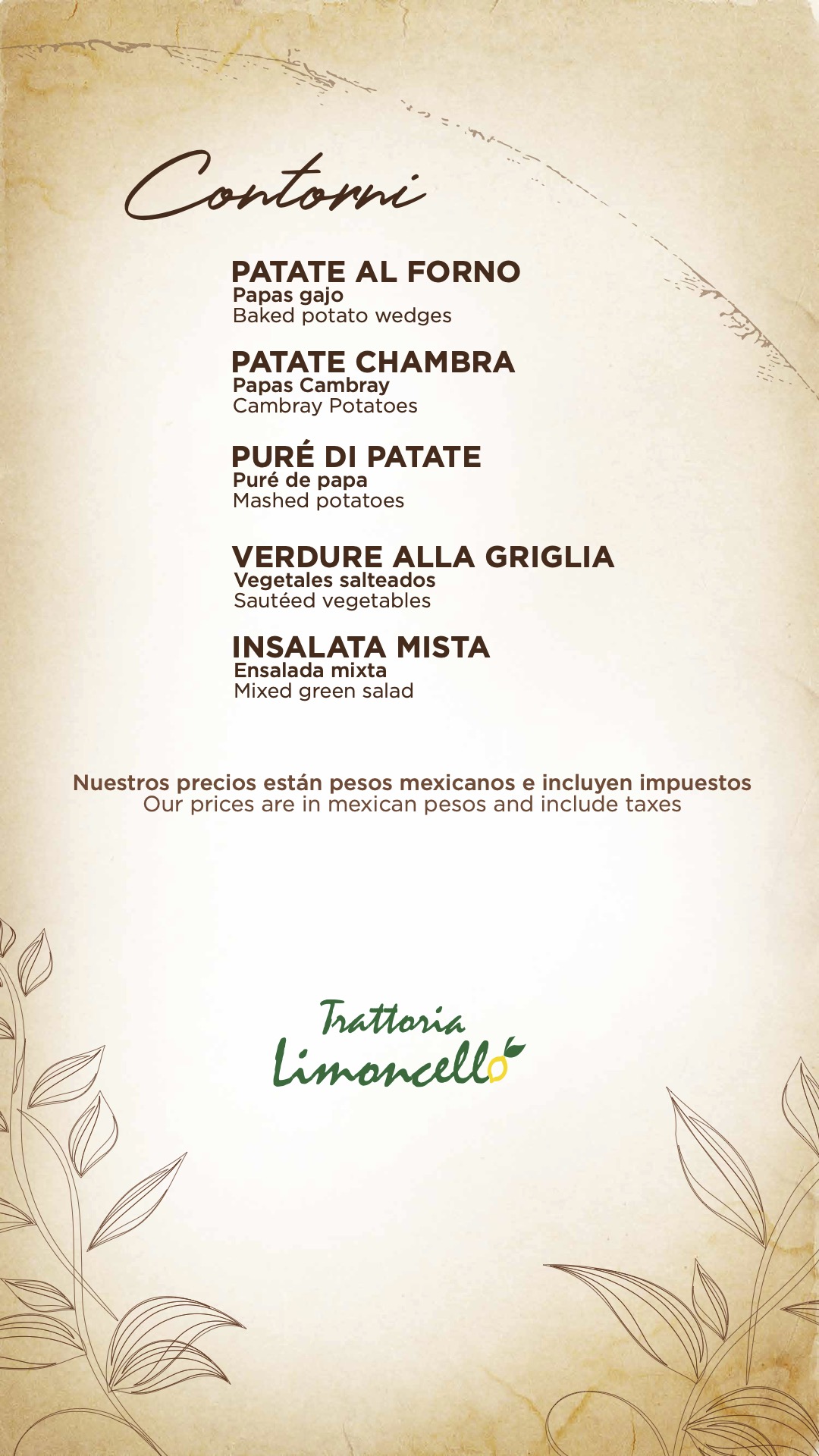 Menu de alimentos