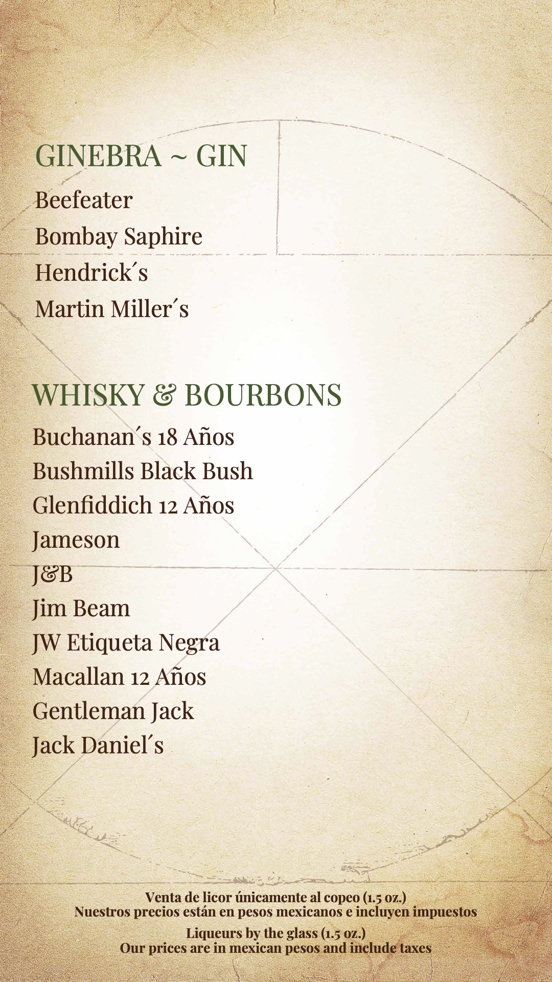 Menu de mixología