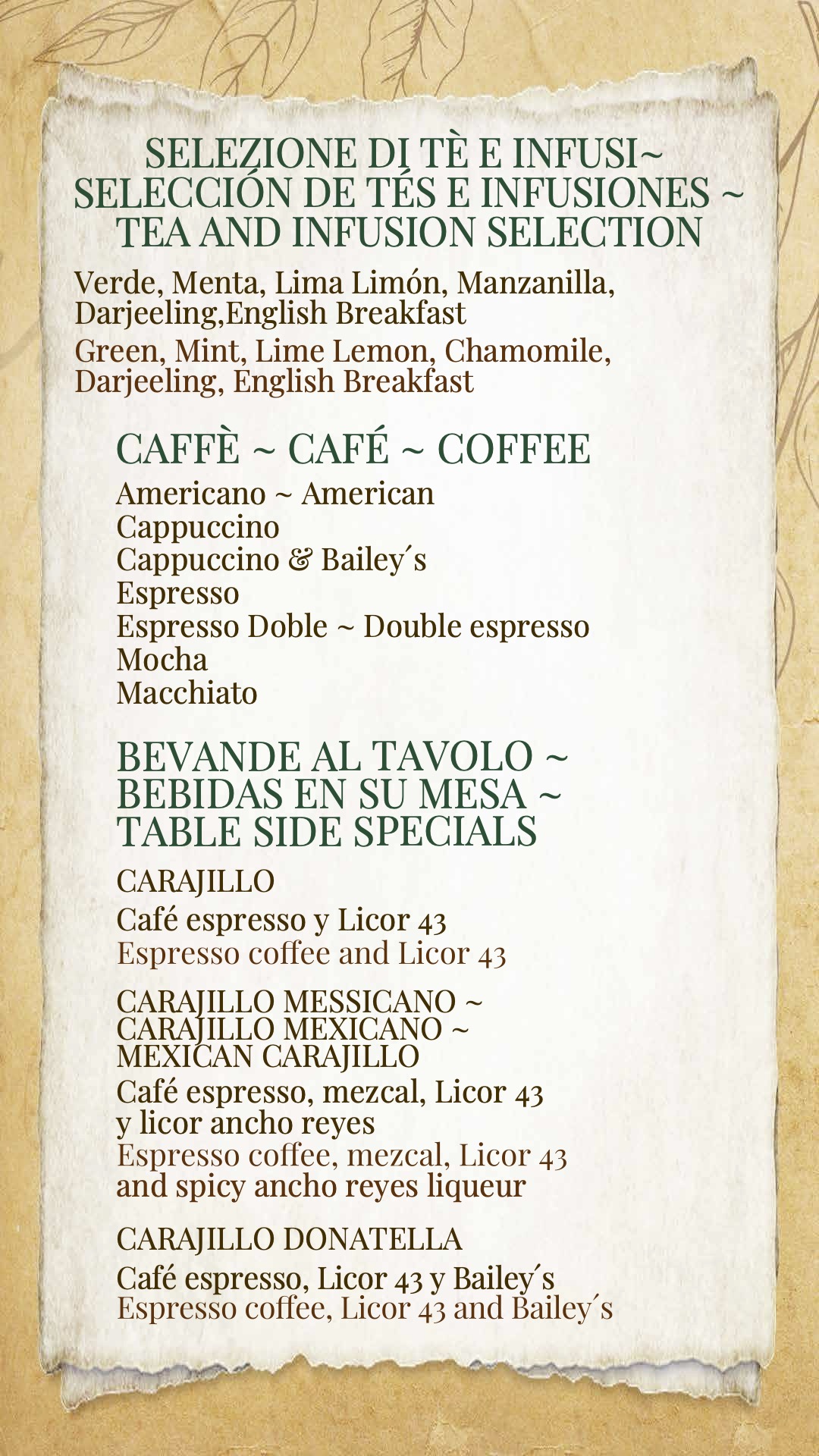Menu de postres