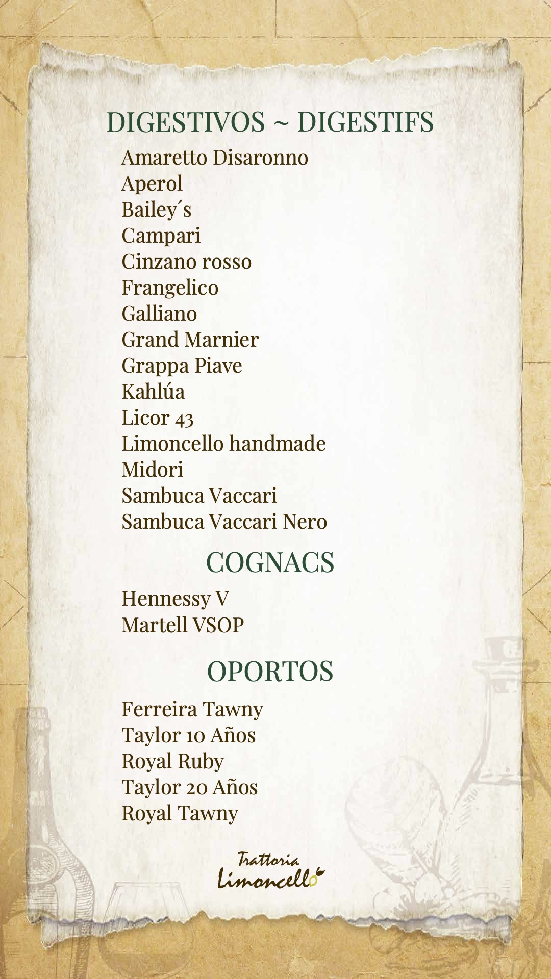 Menu de postres