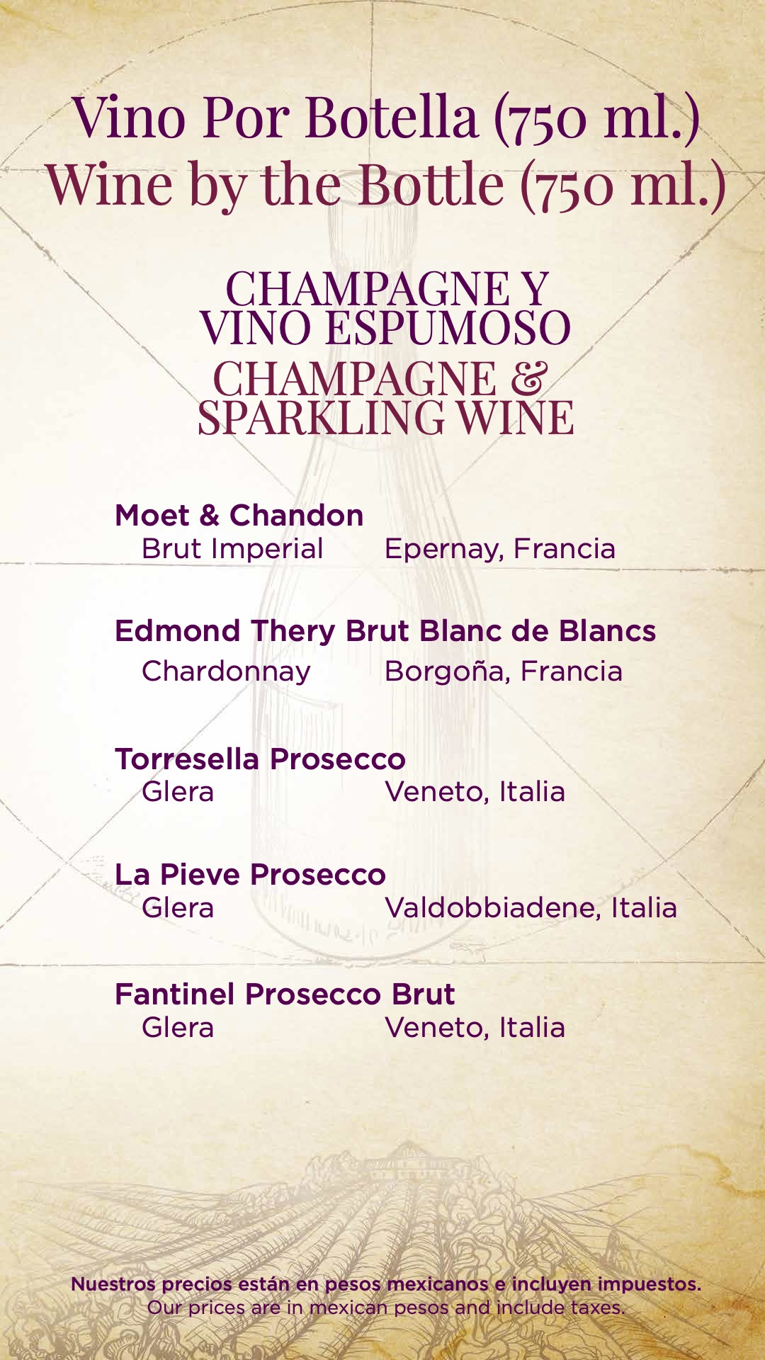 Menu de vinos